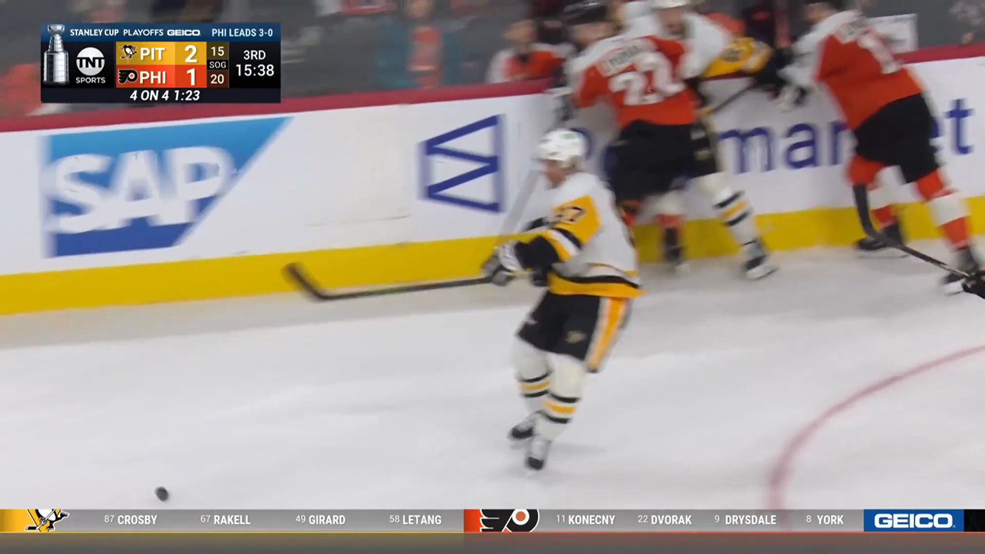Letang Buries the Go-Ahead Goal Off Crosby's Crafty Kick Pass · Apr. 25, 2026