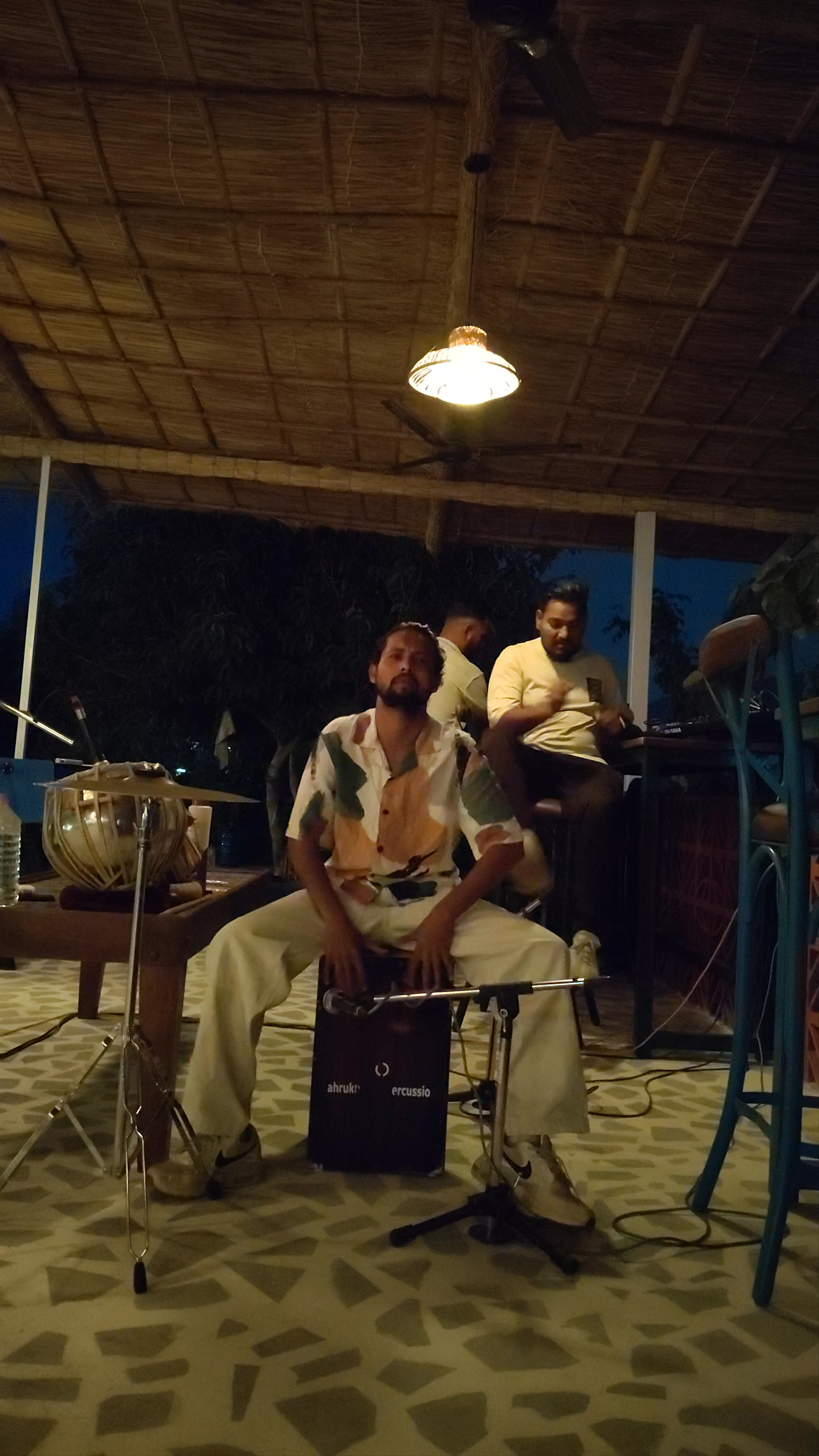 Evening Rhythms at Moustache Pushkar: Live Percussion and Chill Vibes