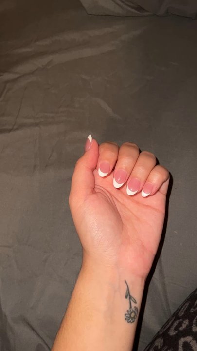 Heritage Nails - Full acrylic set, almond shape with french tips - Nail Salons Near Me - Philadelphia, Pennsylvania