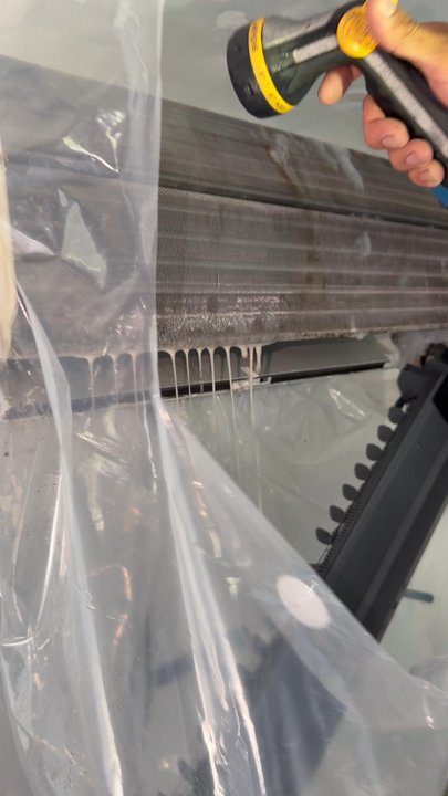 Goldbaums Air Conditioning & Heating - Washing out all the gunk from our mini split unit. - Heating & Air Conditioning/HVAC Near Me - Upland, California