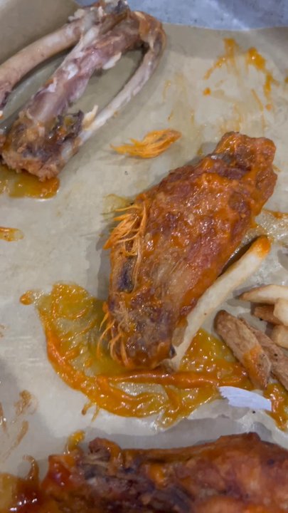 Buffalo Wild Wings - Video of the feathers that came on the first wing - Chicken Wings Near Me - Vancouver, Washington