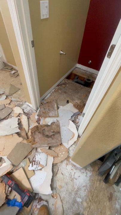 Tower Flooring - Rebuild of the subfloor water damage around the flange and demo of 2nd floor flooring - Flooring Near Me - Sacramento, California