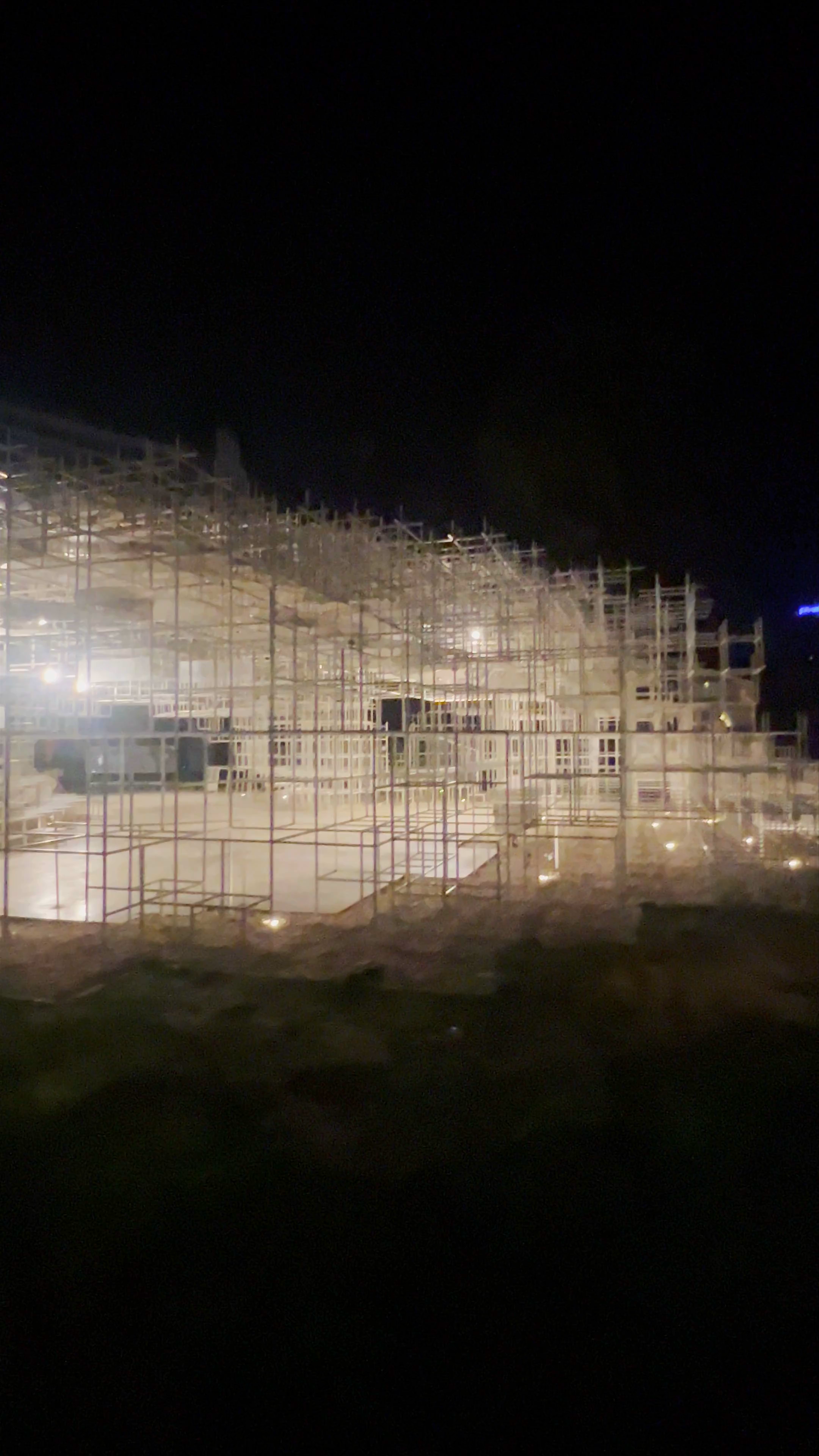 The Cloud: Architectural Light Art Installation in Tirana at Night