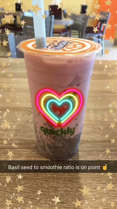Quickly Asian Fusion Cafe - Coconut taro smoothie with extra basil seeds - Bubble Tea Near Me - Mobile, Alabama