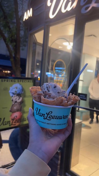 Van Leeuwen - Chocolate chip cookie dough brownie and Big face Coffee Affogato in a waffle bowl. - Ice Cream & Frozen Yogurt Near Me - New York, New York