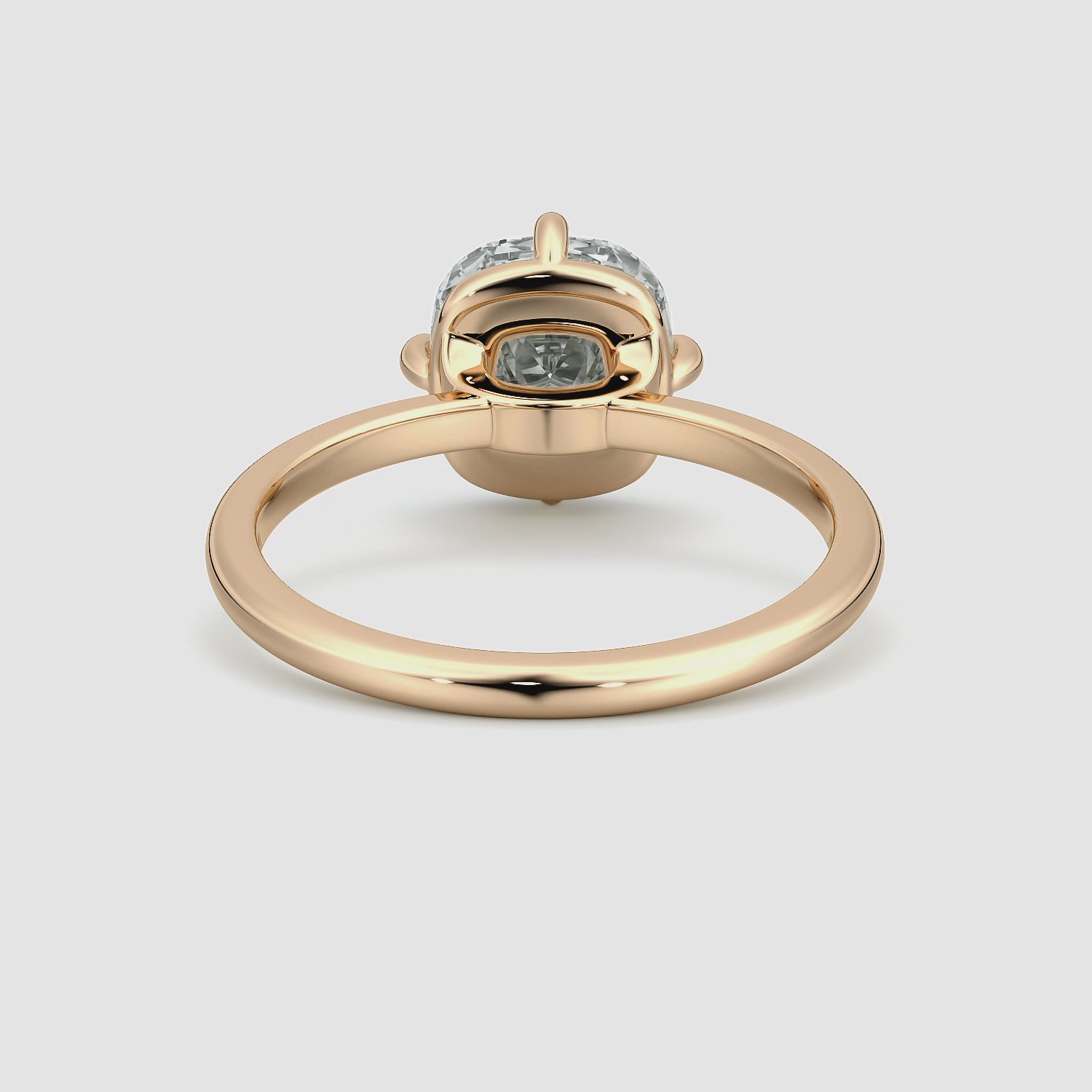 The Compass Solitaire | Cushion | 14k | Rose Gold | bandAccent: Plain | diamondOrientation: vertical | caratWeight: other