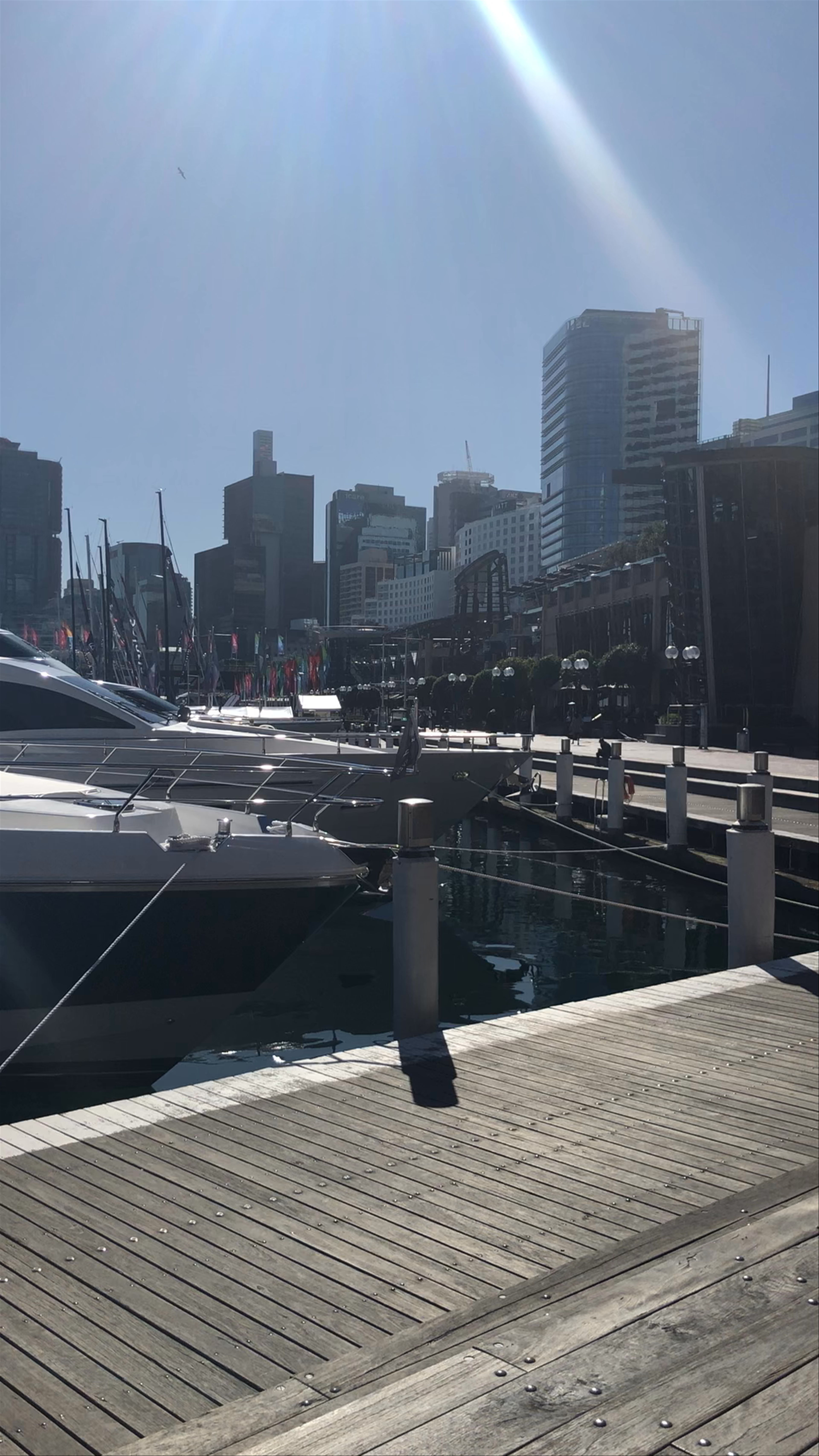 Sunlit Stroll Along Darling Harbour Marina, Sydney