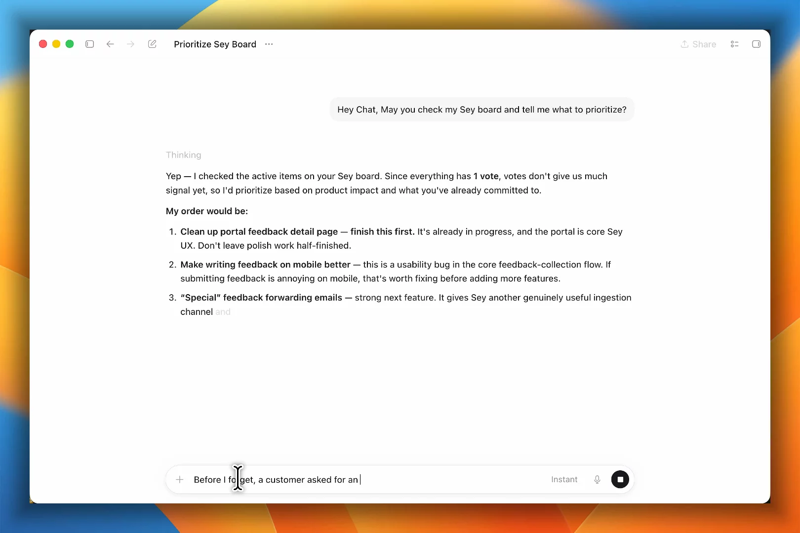 Sey — Feedback, roadmaps, and changelogs image 1