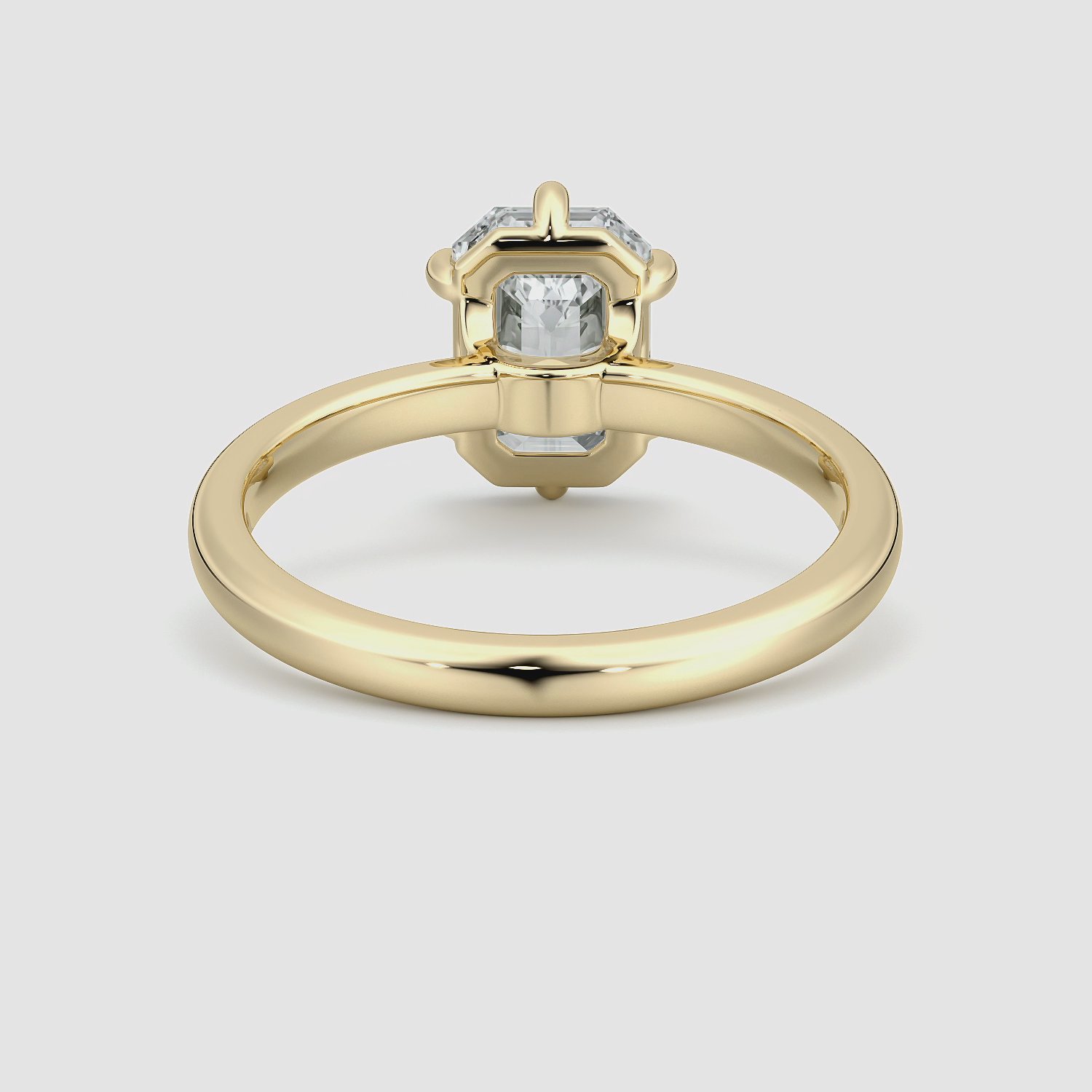 The Signature 6 Prong | Emerald | 18k | Yellow Gold | bandAccent: Plain | bandWidth: large | hiddenHalo: no | diamondOrientation: vertical | caratWeight: other
