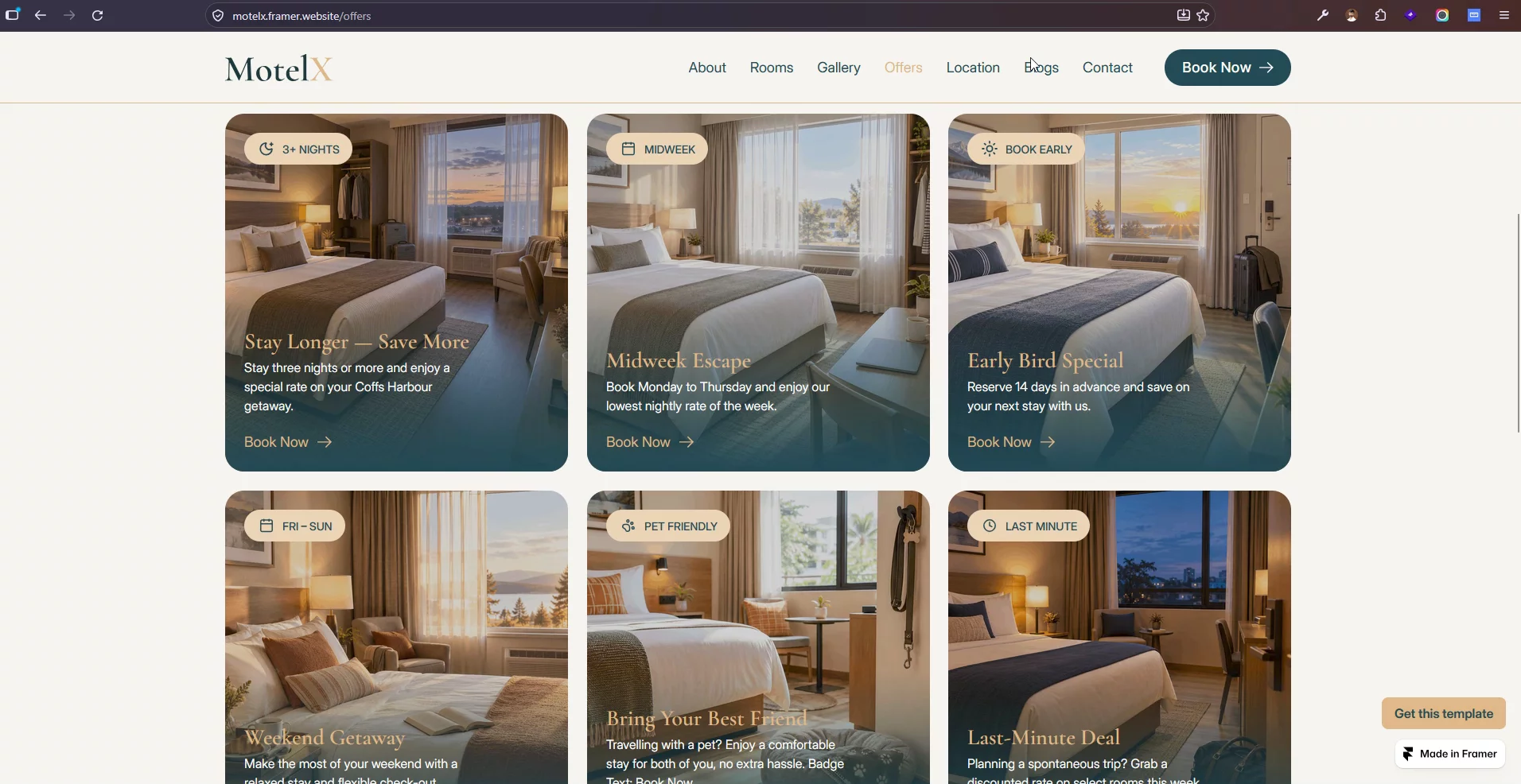 Most motel websites are just generic hotel themes.MotelX follows how guests actually book: find the place, check rooms, read reviews, then book.14 pages, CMS-ready, $49.https://framer.link/OmuF7ykBuilt for - Motel owners - Independent hotels - Accommodation businesses - Hospitality agencies - Designers building motel &amp; hotel websites