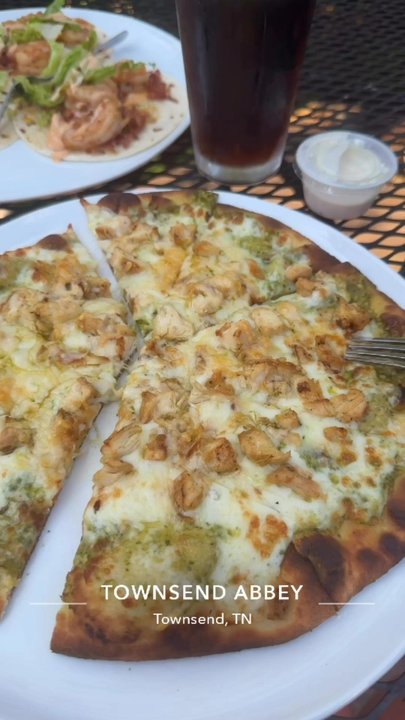 The Abbey - Great pesto ranch pizza with chicken and the shrimp tacos were awesome - Pubs Near Me - Townsend, Tennessee
