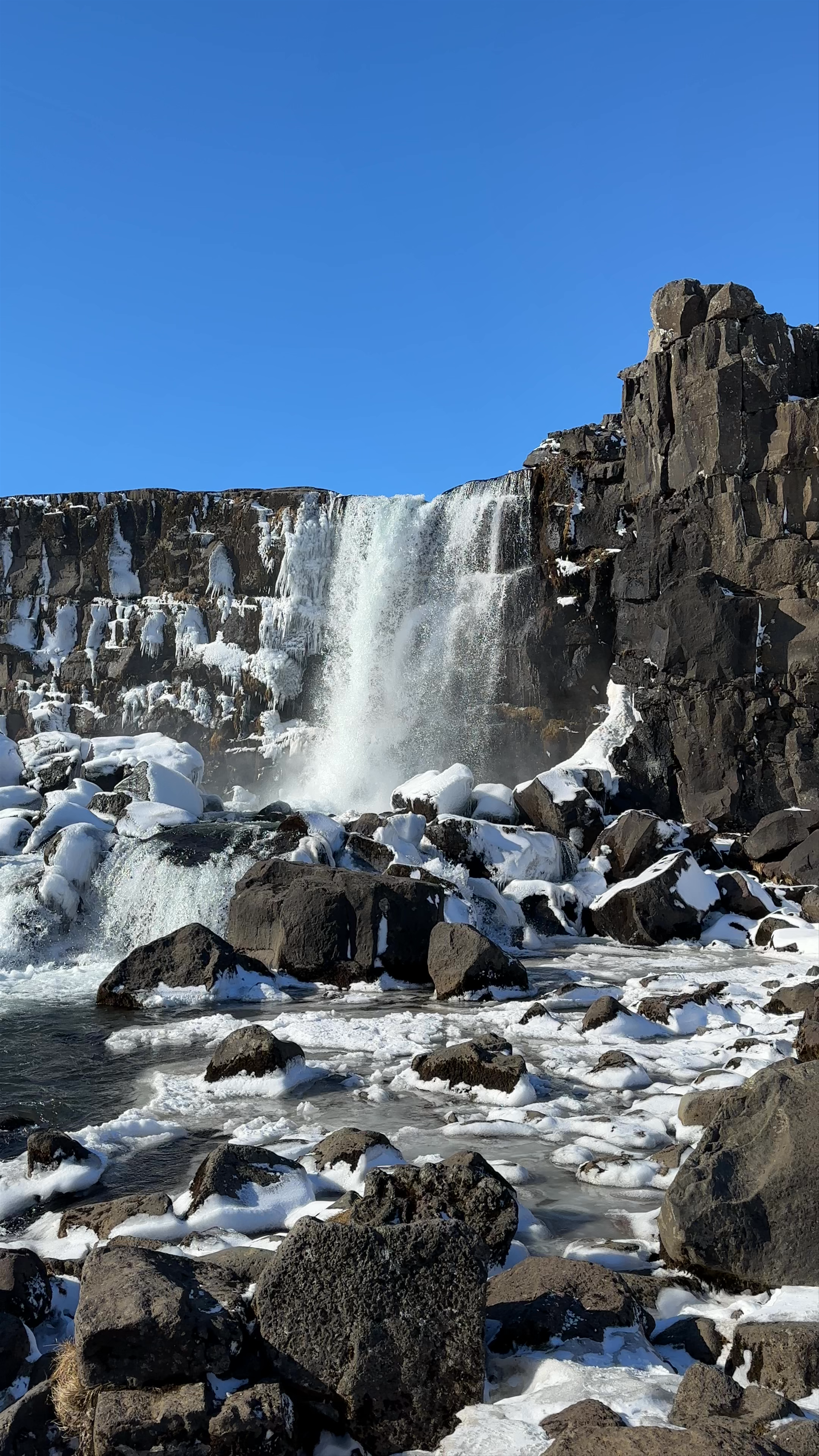 Winter Magic at Öxarárfoss Waterfall, Thingvellir, Iceland