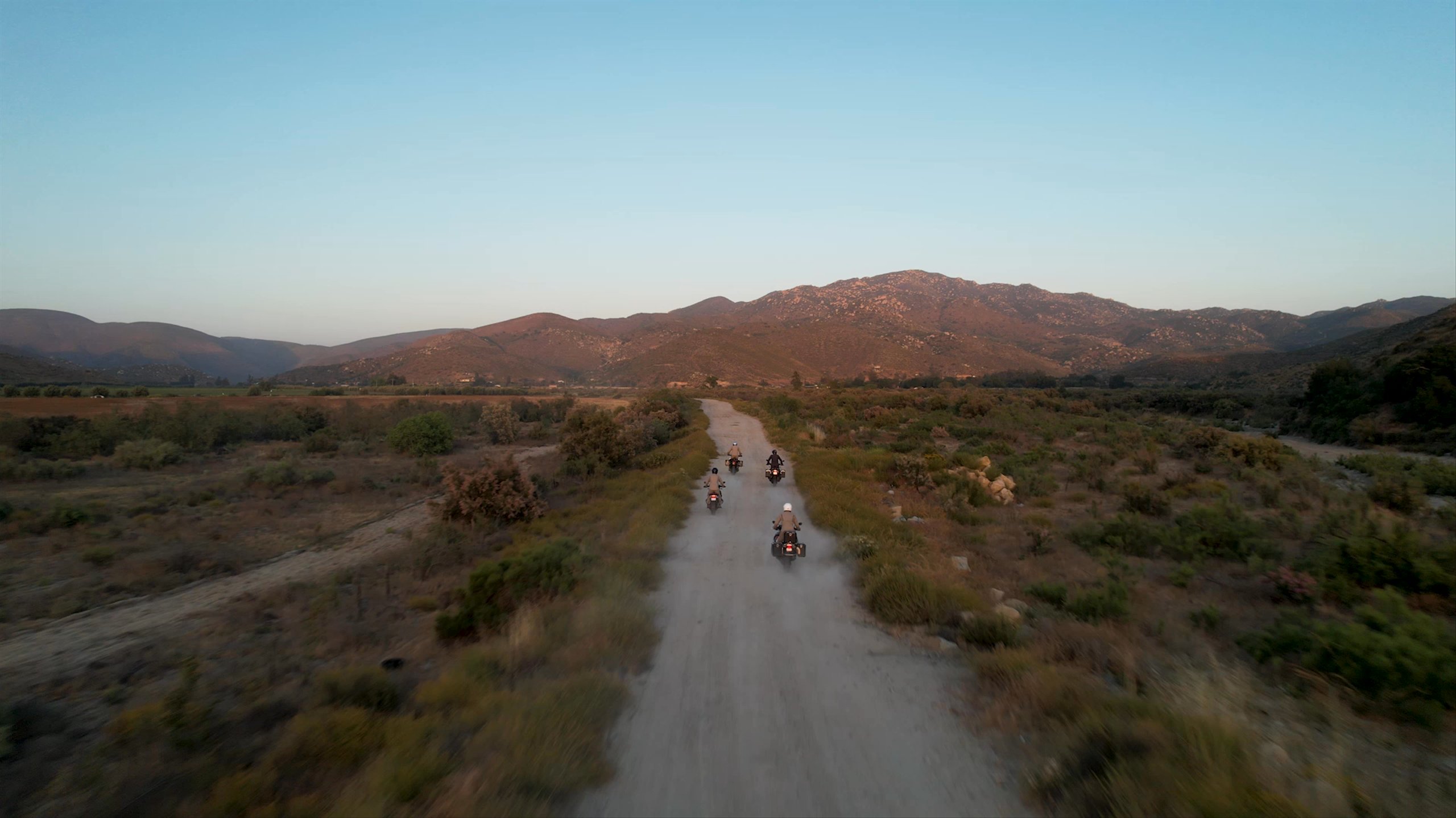 Video of motorcyclists riding down dirt road in Baja Mexico