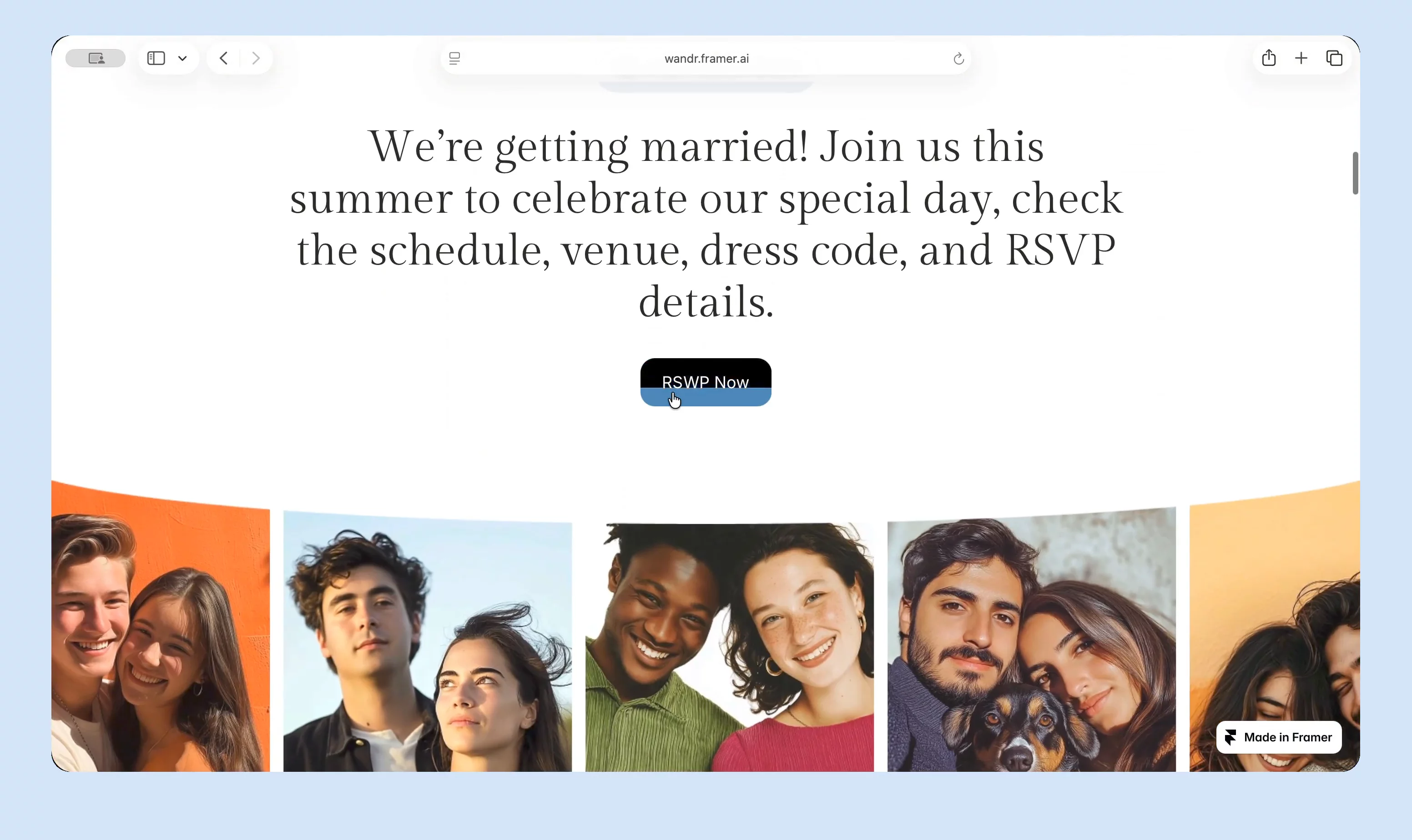 Something I didn't expect: the wedding template turned out to be my most remixed one 120+ in two weeks, now sitting at #496 on the marketplace.I think it's because I refused to make it look like a wedding. No script fonts, no pastel overload. Editorial layout, lots of white space closer to a studio site than a florist's.Couples wanted something that felt designed, not themed.Free to remix → framer.link/DQLBpCm