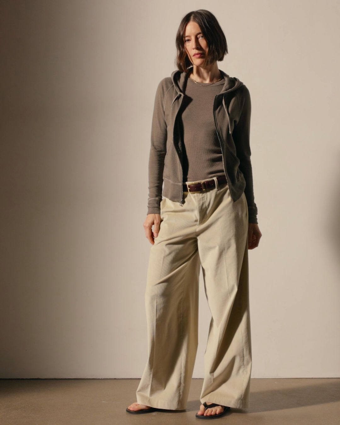 Vintage French Terry Zip Up Hoodie - Caribou Pigment | James Perse