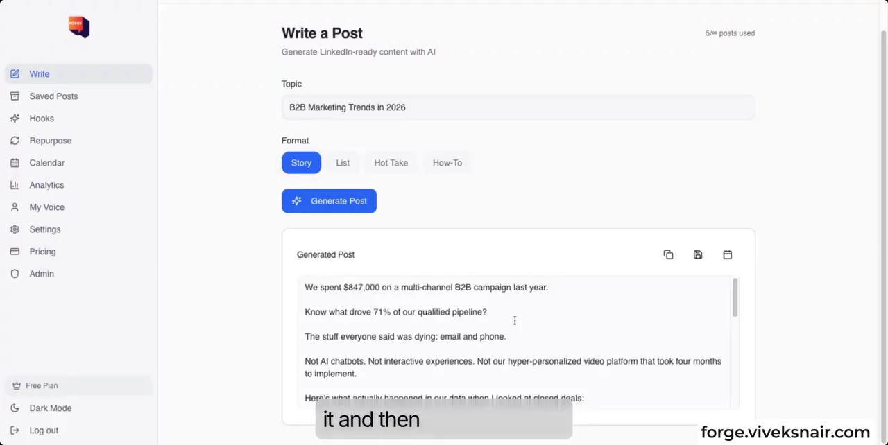 Forge — LinkedIn Content Tool for Founders image 1