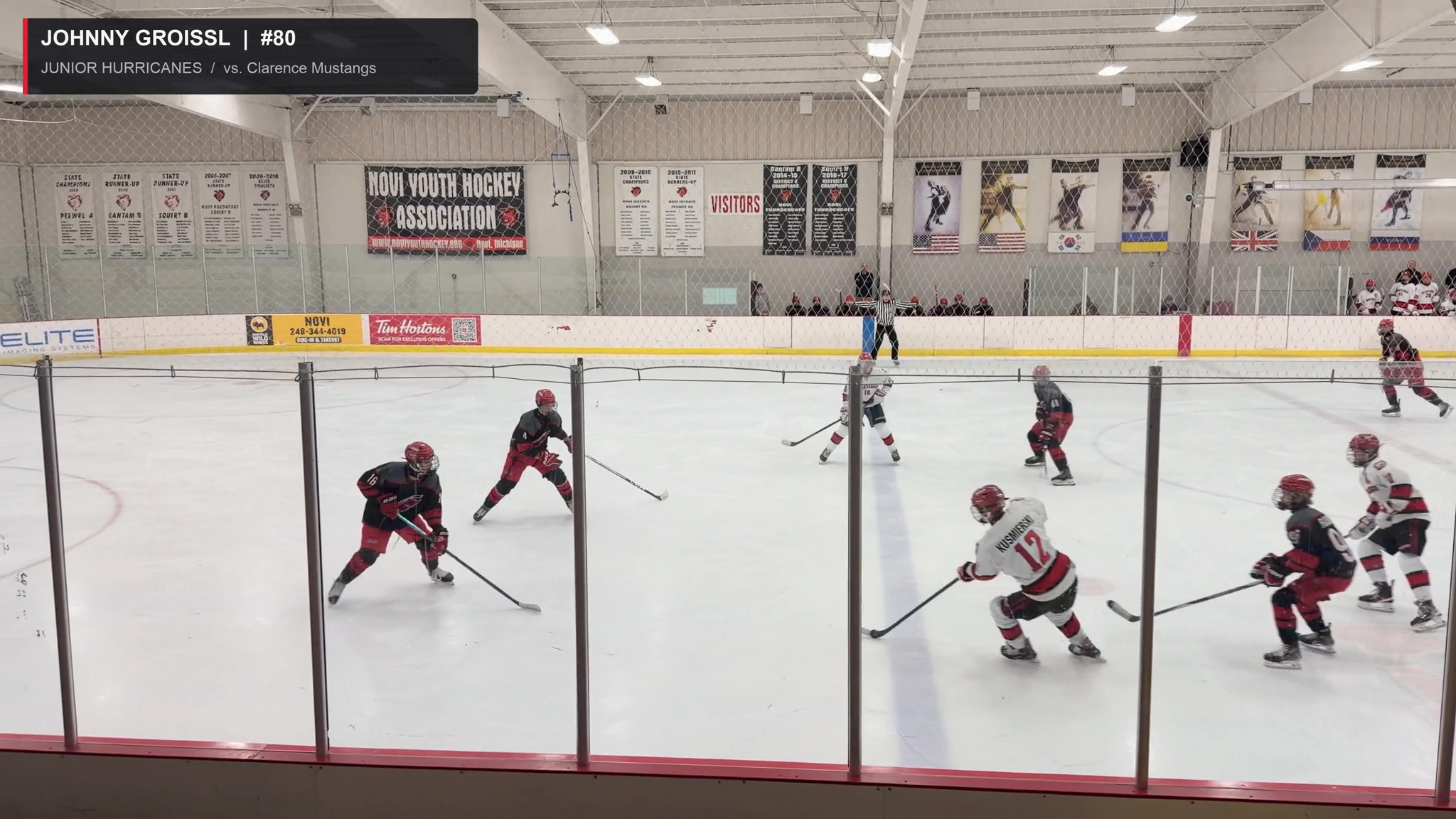 Johnny Groissl (#80) | Junior Hurricanes vs. Clarence Mustangs
