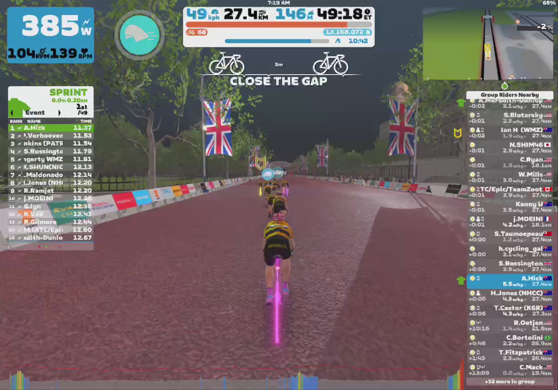 Zwift - Group Ride: WMZ Bonjour Recovery & Optional Sprints (p/b Champion Systems) (D) on Classique in London