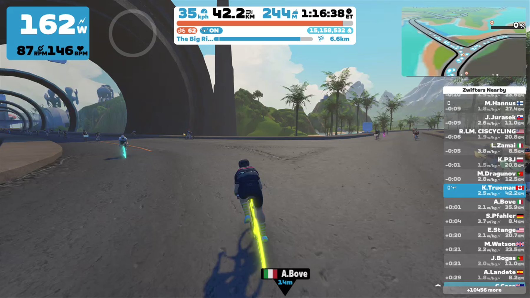 Zwift - The Big Ring in Watopia - level 63 !