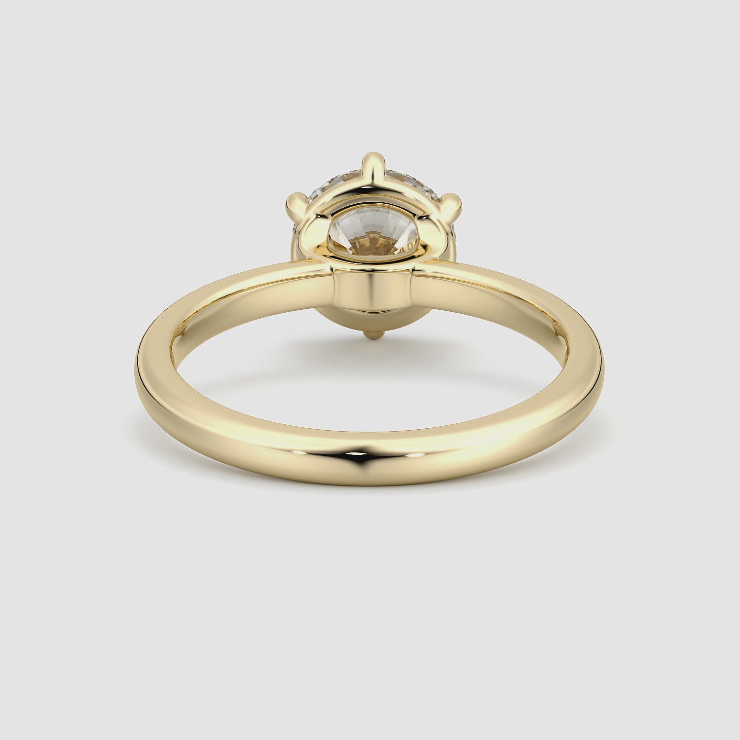 The Signature 6 Prong | Round Brilliant | 18k | Yellow Gold | bandAccent: Plain | bandWidth: large | caratWeight: 1.0ct | hiddenHalo: no | diamondOrientation: vertical
