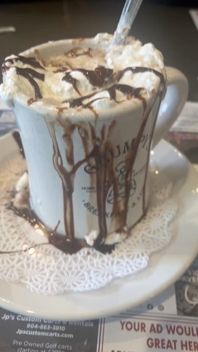 Grumpy's Restaurant - Hot Hot Chocolate dressed, drizzled, & dripped - Breakfast & Brunch Near Me - Middleburg, Florida