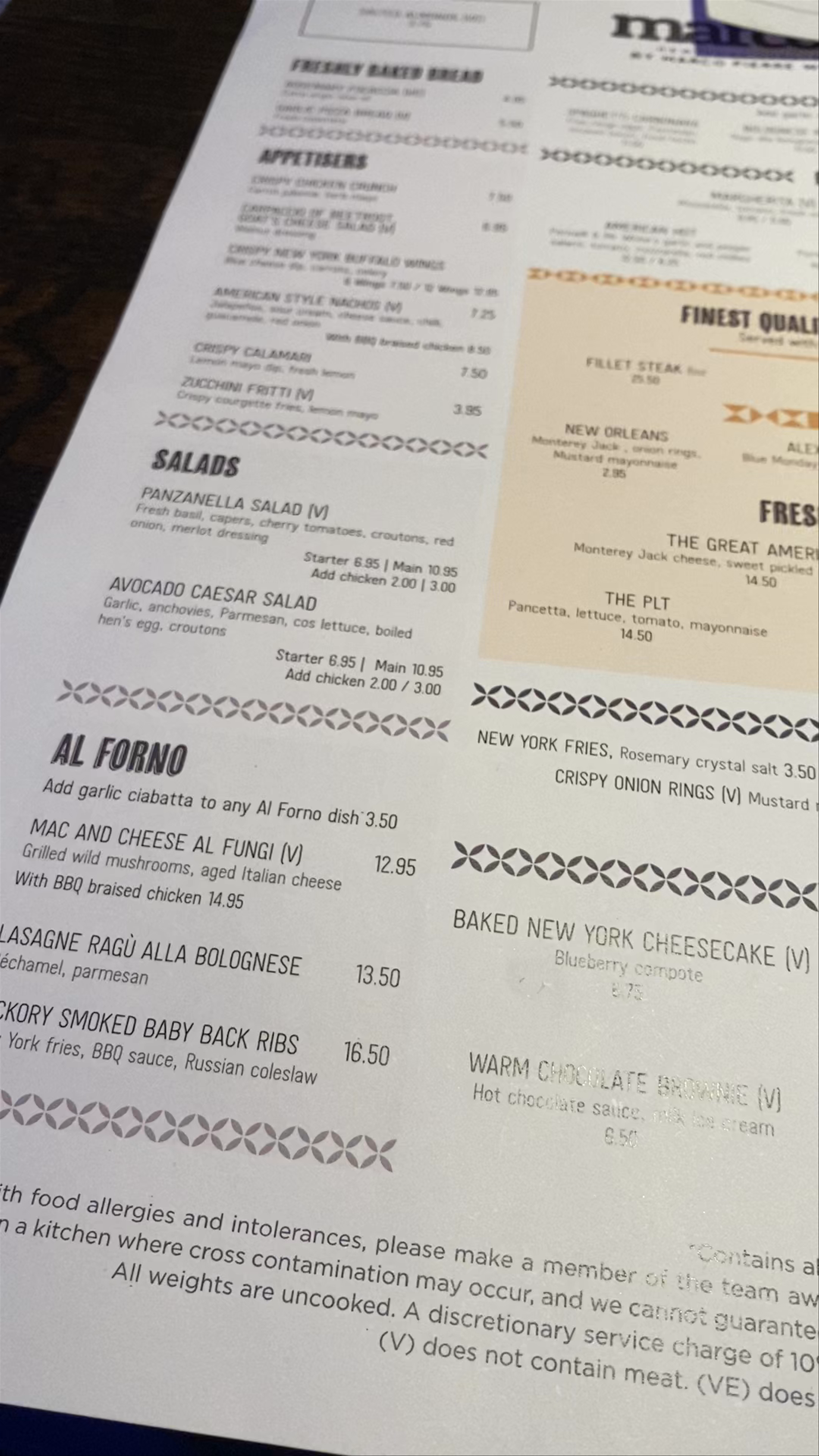 Dining Experience at Marco's New York Italian Brentwood