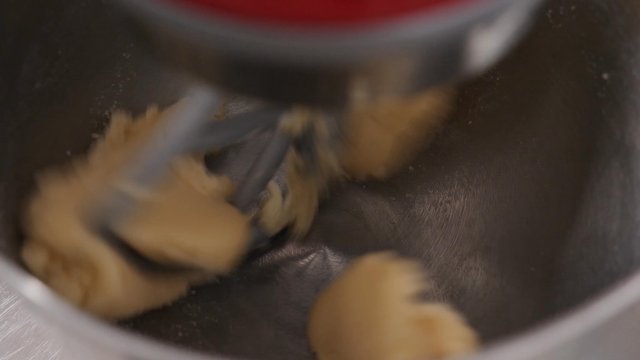Mixing dough in a bowl