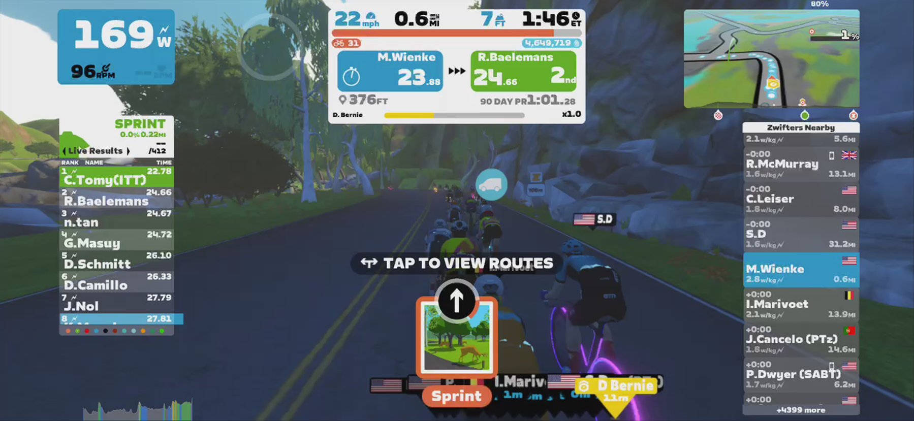 45 min - Zwift - Pacer Group Ride: Flat Route in Watopia with Bernie