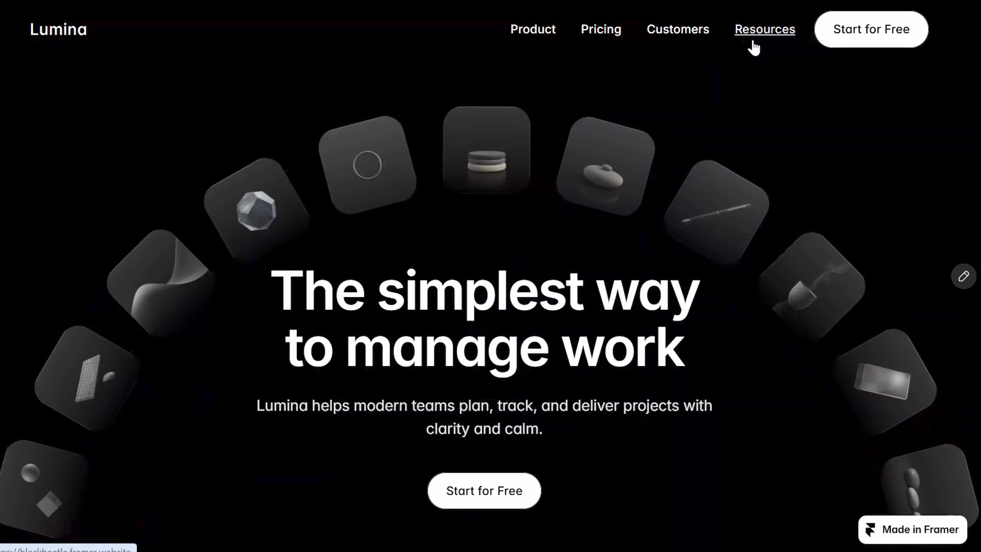 Lumina – The simplest way to manage workA calm SaaS concept focused on clarity and restraint.Custom tilted orbital hero + soft morphing preloader, built entirely in Framer.Live site: https://lumina-a.framer.websiteWould love your thoughts.