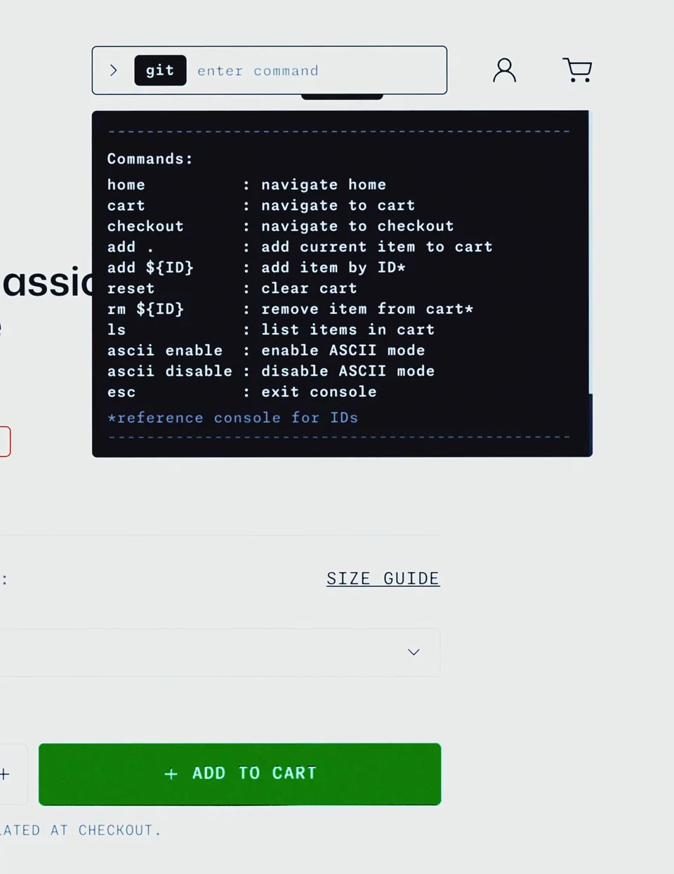 Animation of custom CLI search in GitHub Shop