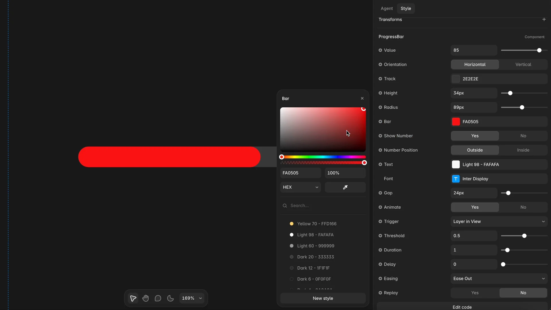 Fully customizable progress bar component: orientation, colors, radius, number position, scroll-triggered animation. All editable from the panel.Shipping with my upcoming template  - WIP