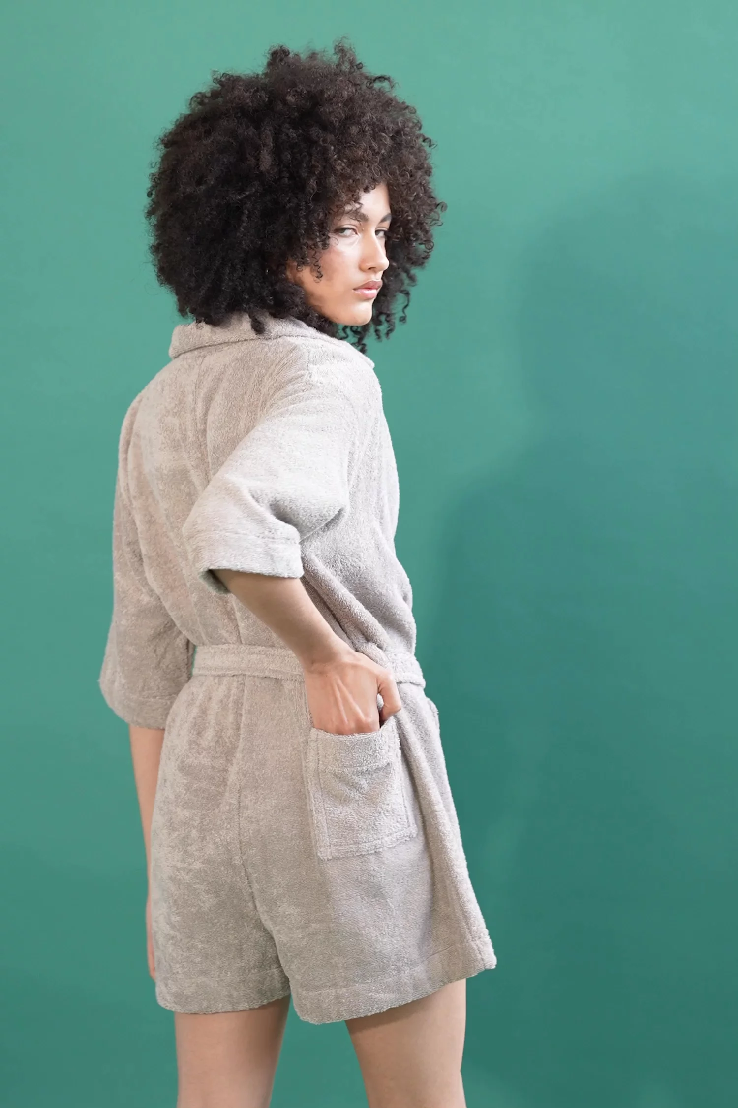 ★2023FW新作★GENERAL IDEA★LOUNGE TERRY COLLAR ONE-PIECE Greige Terry | Jumpsuit – Sun of a Beach