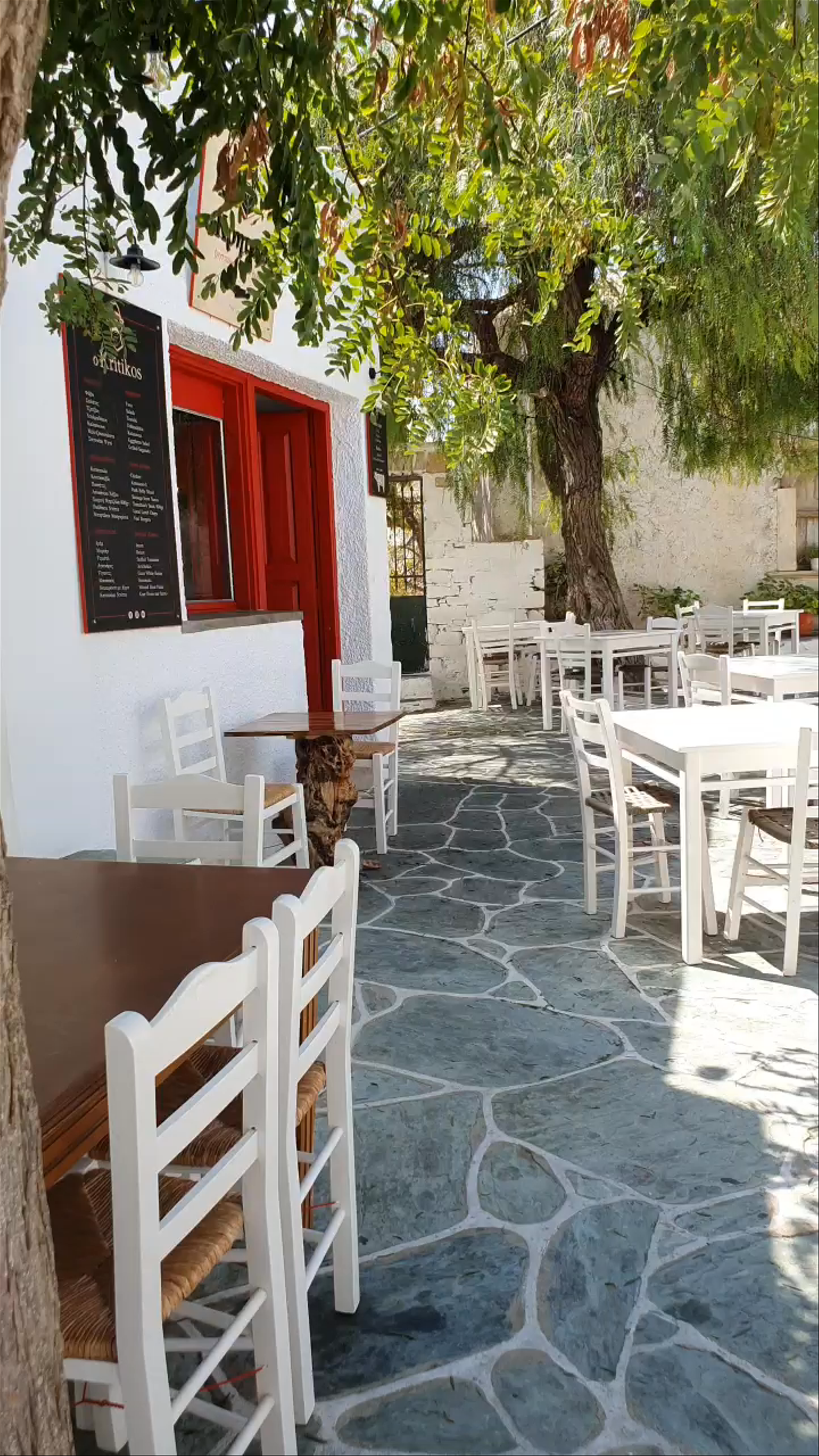 Charming Outdoor Café Experience in Folegandros, Greece