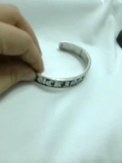 Gothic Script Etched Wide Open Cuff Bangle image 1