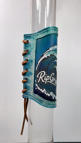 Preview pic of Skull Wave RipGrip | Hand-Painted Leather Accessory for Neck of Glass Setups