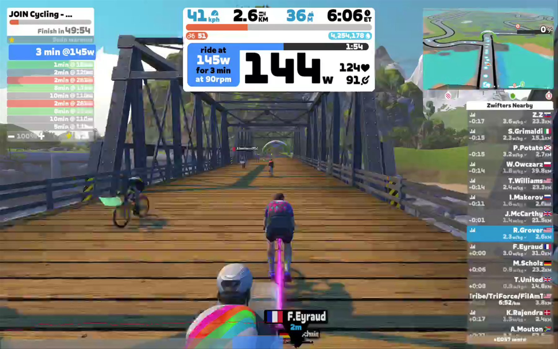 Zwift - JOIN Cycling - Short Vo2max + tempo intervals in Watopia
