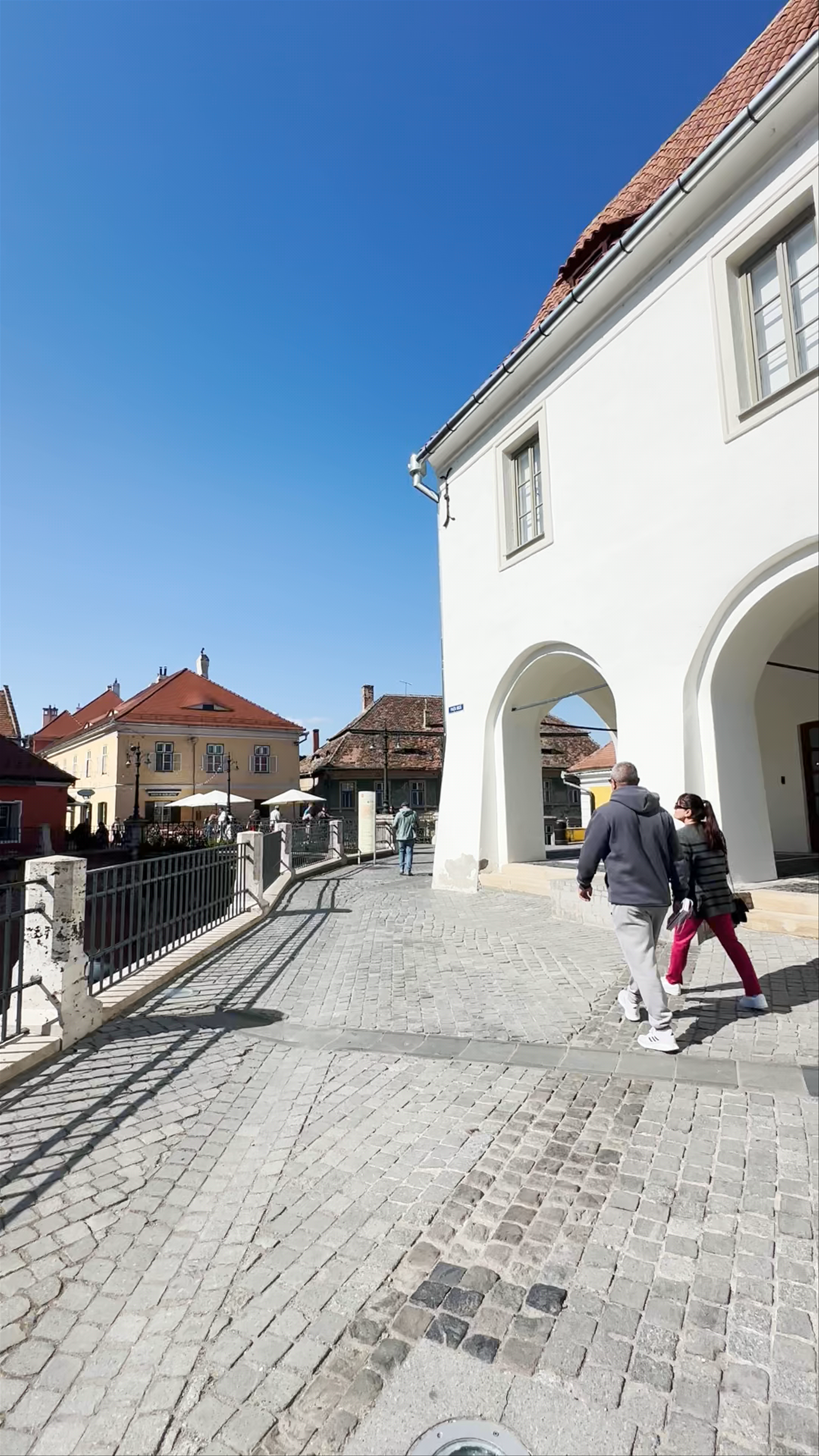 Strolling through Arts House in Sibiu: Historic Charm under a Blue Sky