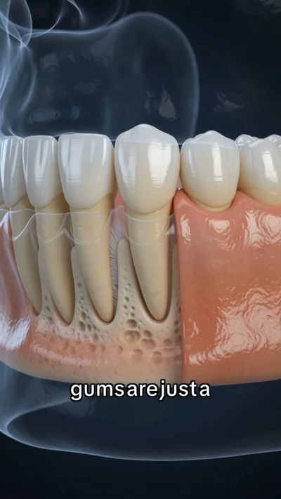 Still from an AI-generated dental explainer: How gum disease reaches the bone