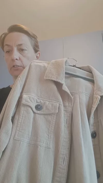 Beige Corduroy Belted Jacket velvet