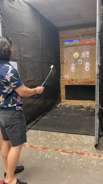 The Firehouse Urban Axe Throwing - Someone's a natural lol - Axe Throwing Near Me - Ocala, Florida