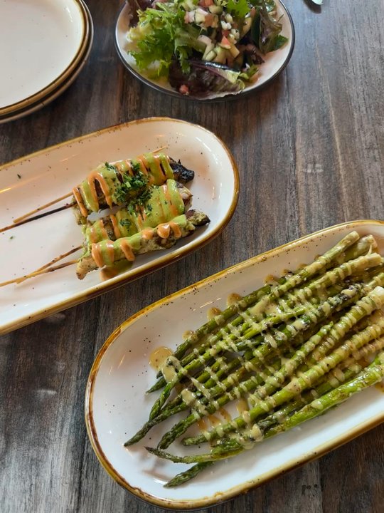 Kid Cashew - Wood Fired Asparagus Chicken Cilantro Lime Chicken Skewers  Meatball Trio W/ Au Meatballs au Poivre  White Creamy White Beans. House salad - Tapas/Small Plates Near Me - Sandy Springs, Georgia