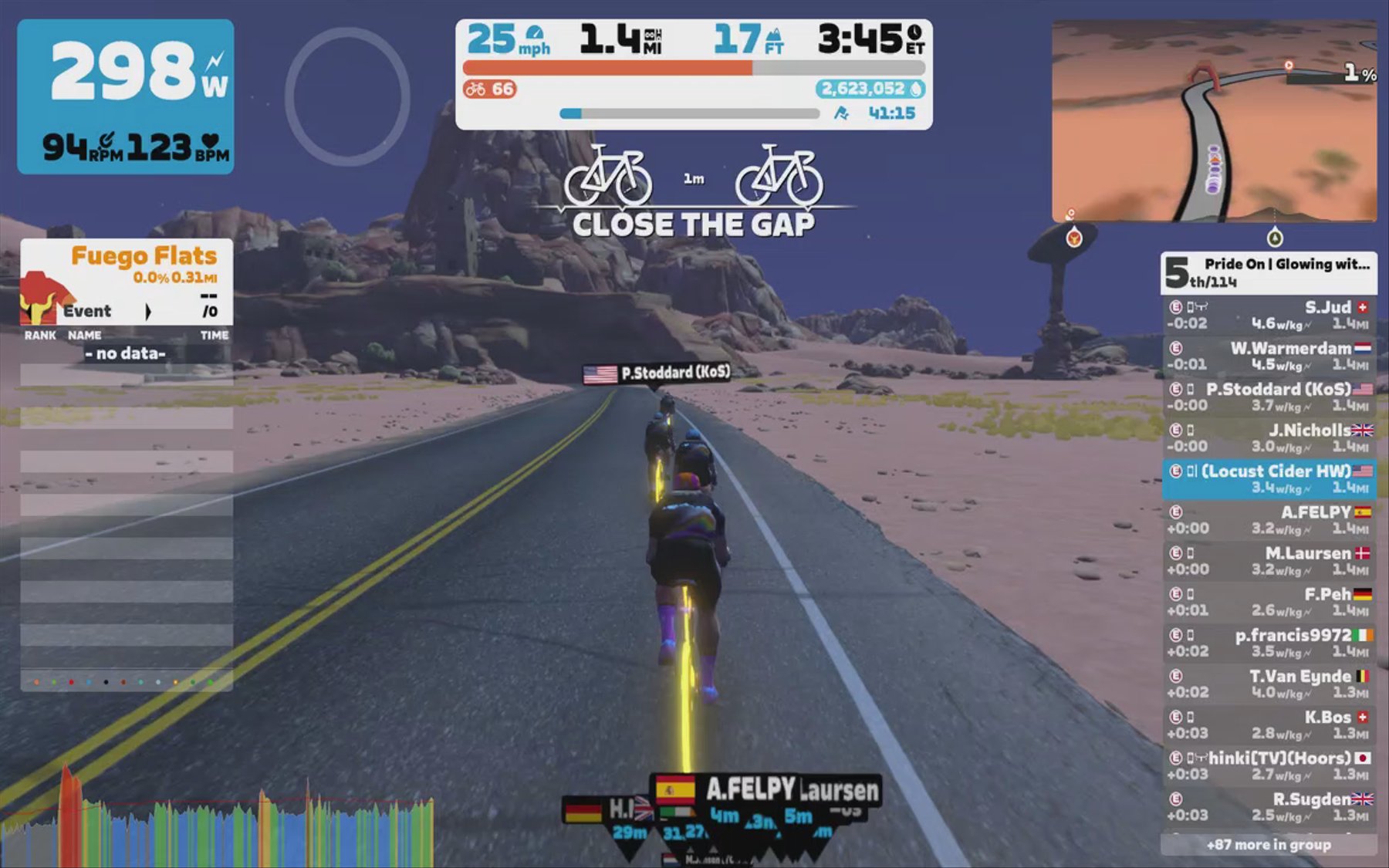 Zwift - Group Ride: Pride On | Glowing with Pride! (E) on Watopia's Waistband in Watopia