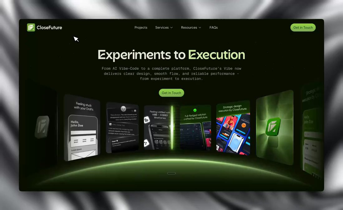 Thumbnail for closefuture.io/vibe-in-action, a Framer Experts site by CloseFuture.