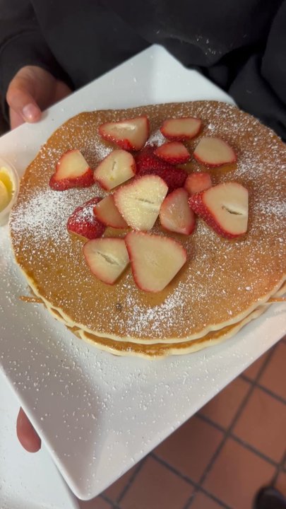 Off The 8 Cafe - Pecan pancakes  Buttermilk pancakes with strawberries - Breakfast & Brunch Near Me - Alpine, California