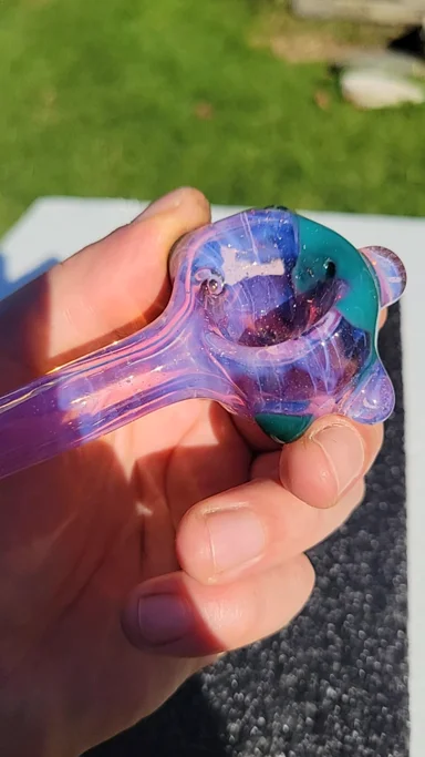 Preview pic of Hash pipe.  Full color bubble hash spoon #15 karmaline and opaque aqua