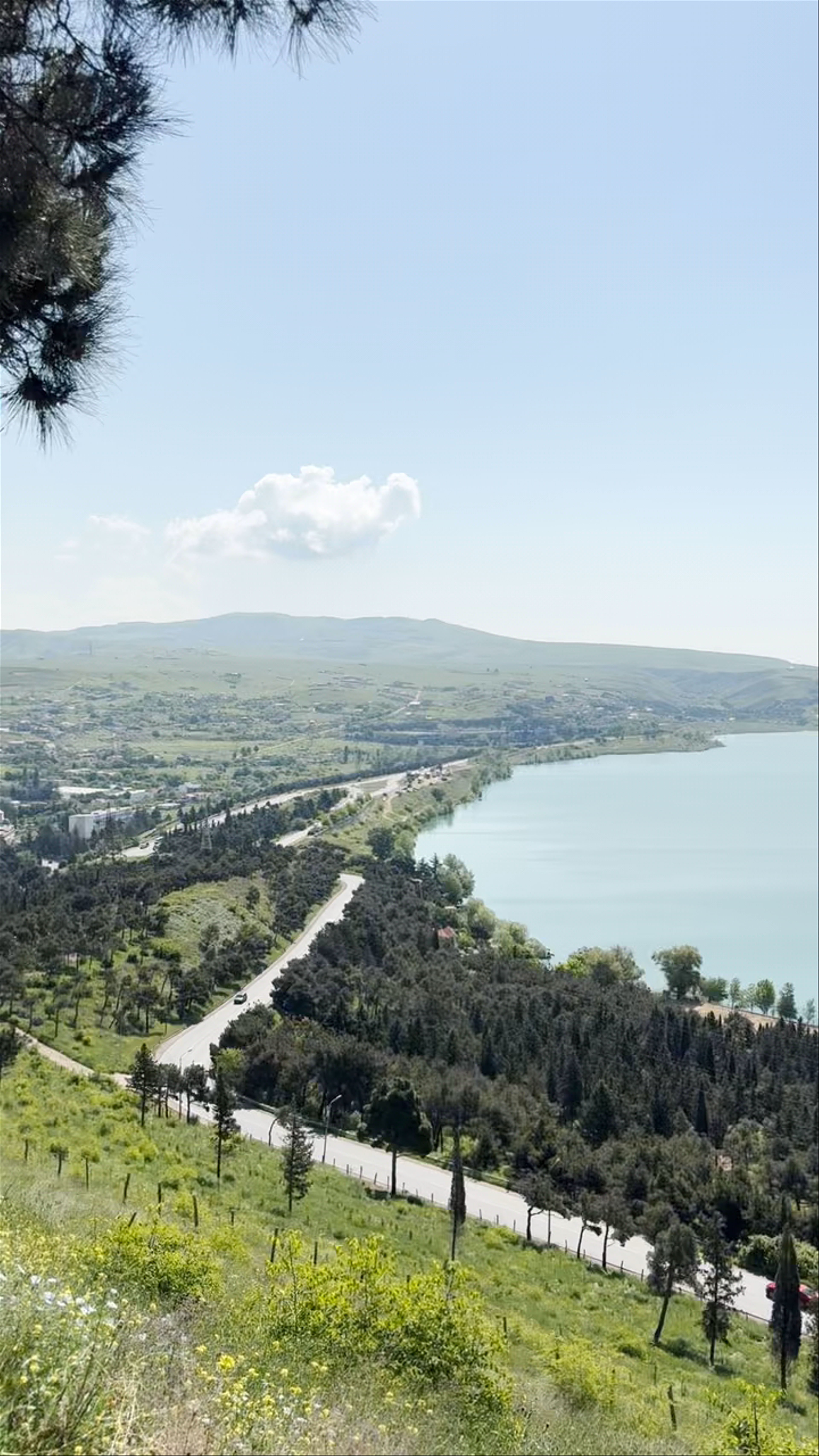 Scenic Lake and Verdant Hills near Sameba, Tbilisi