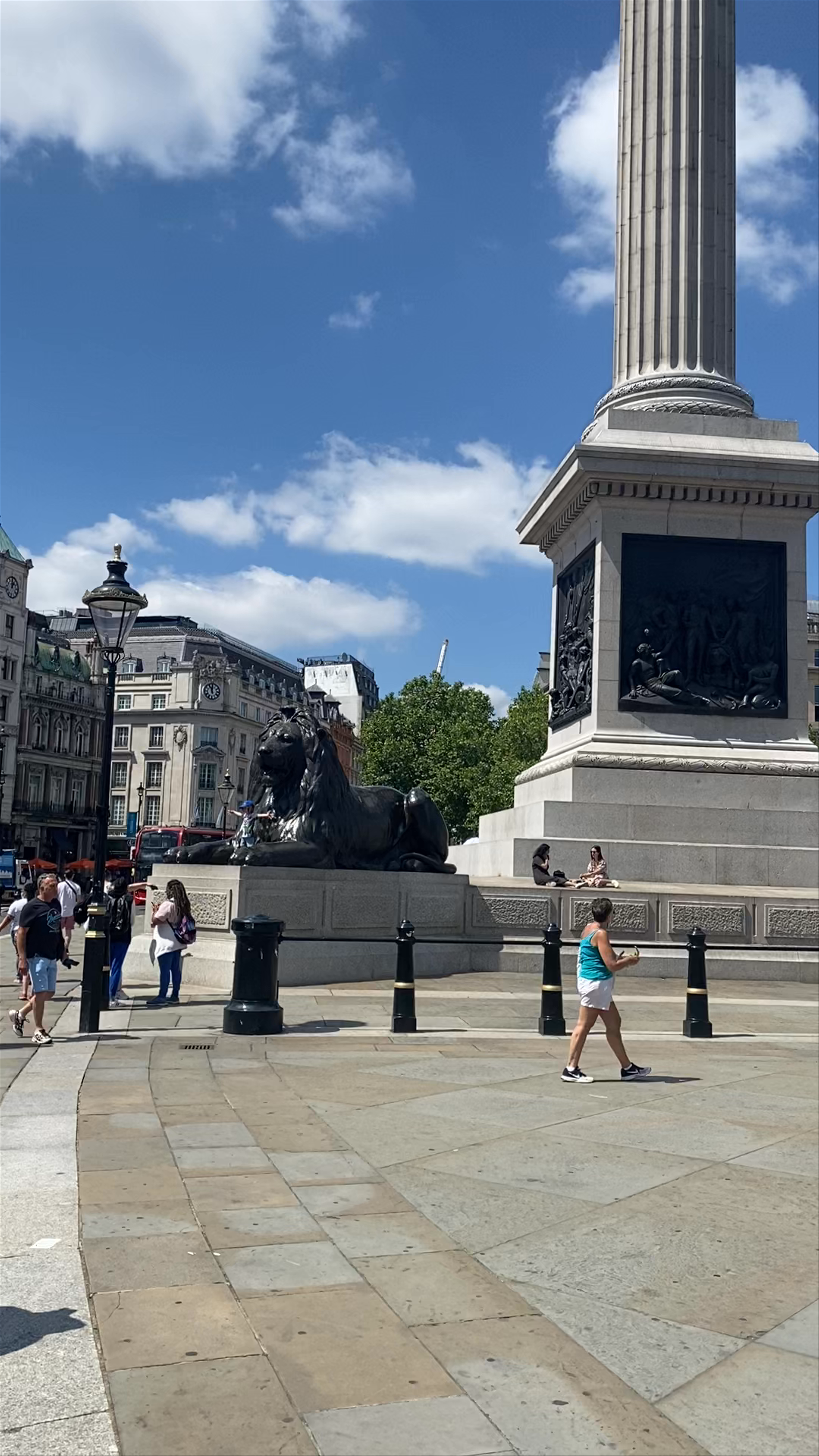 Trafalgar Square: Iconic London Landmark Under Blue Skies