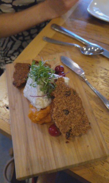 Red Haven - Cheese plate with goat cheese, root veggie, smoked cranberry and homemade gronola bar. - Tapas/Small Plates Near Me - Okemos, Michigan