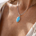 Larimar Oval Sterling Silver Necklace