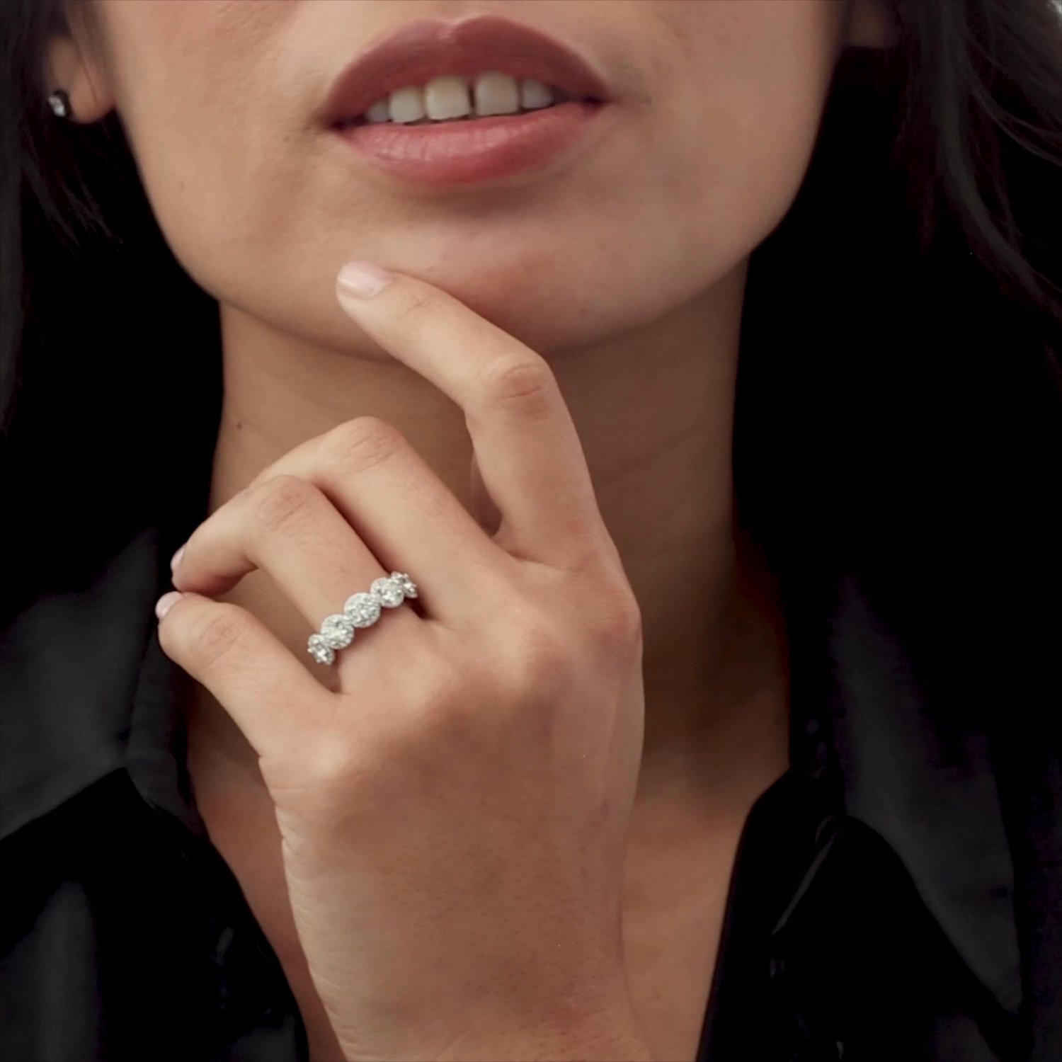 The Five Stone Halo Band | Round Brilliant | 14k | Rose Gold
